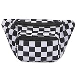 HDE Fanny Pack [80's Style] Waist Pack Outdoor Travel Crossbody Hip Bag (Black and White Checkered)