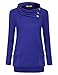 Miusey Casual Sweaters for Women, Ladies Cowl Neck Raglan Long Sleeve Tops Bottoming Oversized Fashion Pullover Loose Fitted Tunics Fall Shirts with Pockets for Office Blue XL