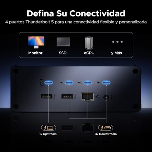 UGREEN Revodok MAX Thunderbolt 5 Docking Station 13 en 1 120Gbps Pantalla Múltiple Dock Thunderbolt 5 con 4*TBT5 Multi USB 3.2 RJ45 2.5GbE Lector de Tarjeta SD TF 4.0 Jack 3.5mm 140W Máx Carga