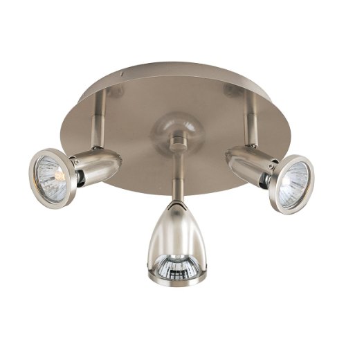 ET2 E30001-10SN Agron Modern Round Adjustable Spotlight & Flush Mount Ceiling Lighting, 3-Light 150 Total Watts, 5"H x 9"W, Satin Nickel