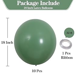 KALOR 18 Inch Bean Green Balloons, 10 Pcs Matte