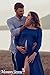 Mommy Jennie Maternity Dress Off Shoulder Long Sleeve Split Front Chiffon Gown for Photoshoot,Royal Blue