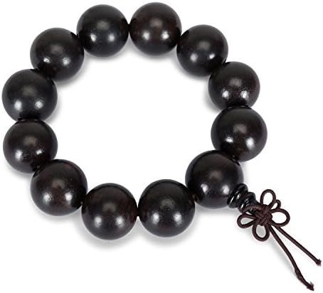 City Pierce Bracelet Natural Solid Wood Ebony Black Smooth 12 Smooth Balls 20mm Bead Elastic Mala