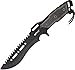 MTech USA MT-621BK Fixed Blade Tactical Knife, Black Sawback Blade, Black Stainless Steel Handle, 12-Inch overall