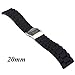 SCASTOE Black Silicone Rubber Watch Strap Band Deployment Buckle Waterproof 20mm 22mm (Black, 20)