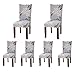 SoulFeel 6 x Soft Spandex Fit Stretch Short Dining Room Chair Covers with Printed Pattern, Banquet Chair Seat Protector Slipcover for Home Party Hotel Wedding Ceremony (Style 24)