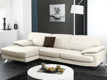 Canape D Angle Cuir Luxe Italien Emotion Ivoire Angle Gauche