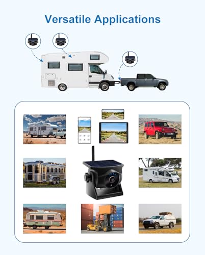 1080P Solar Magnetic WiFi Backup Camera,Wireless Hitch Camera with Night Vision, 365-Day Standby, Rechargeable Battery, Low Power Consumption,Rear Front View for RV, Trailer, Car for Phone Pad Android