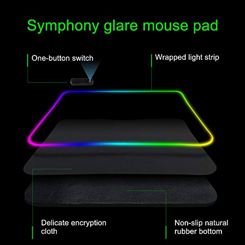 gdfh RGB Gaming Mouse Pad Soft, USB Interface, 8 Lighting Modes, 4mm Ultra Thick, Oversized Glowing Led Extended Mouse Pad, Anti-Slip Rubber Base Waterproof Keyboard Mouse Mat