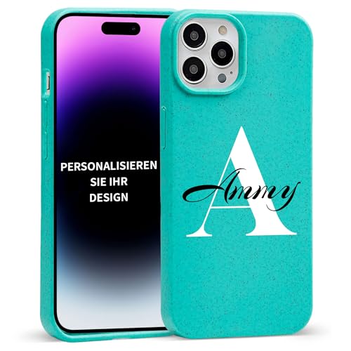 Easycosy Personalised Mobile Phone Case, Compatible with MagSafe for iPhone 15 14 13 12 Pro/Max/Mini - Magnetic Scratch-Resistant Case with Text Name Made of TPU and Degradable Wheat Straw for Friends