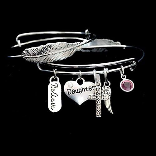 Faithfully Believe Forever Feather Bangle