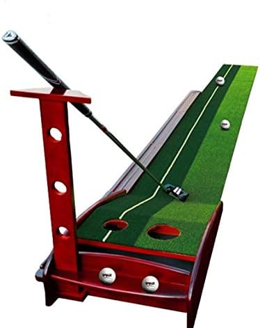 LIQIWI Golf Indoor Putting Green Solid Wood Putter Trainer with Automatic Ball Return System