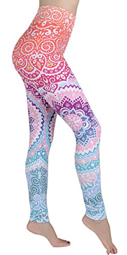 Ndoobiy High Waist Printed Leggings Women’s Solid Leggings Soft Yoga Workout Pants Stretchy Capris-HW2(Colorshape PS)