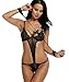 Avidlove Women Two Piece Sweet Sins Sexy Teddy Open Crotch Babydoll Lingerie, Small, Black