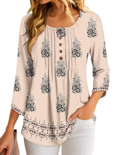 StunShow Tunics Top to Wear with Leggings Casual V Neck Floral Flower Tunic at Amazon