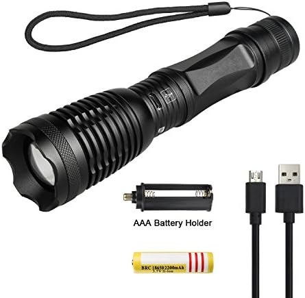 1000 Lumen LED Tactical Variable Focus USB Rechargeable Water Resistant Flashlight,Perfect for Camping Biking Home Emergency or Gift-Giving