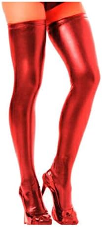 xtsrkbg Women's Fashion Shiny Faux Leather Wet Look Thigh High Stockings 1 OS