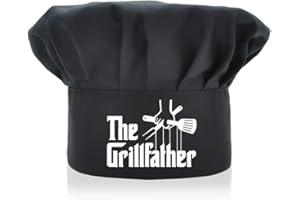 AGMdesign The Grillfather, Funny Chef Hat, Funny Chef Wear, Adjustable Kitchen Cooking Hat for Men & Women Black, Fathers Gifts, Dad Gifts, Perfect for Birthday/Christmas/Thanksgiving