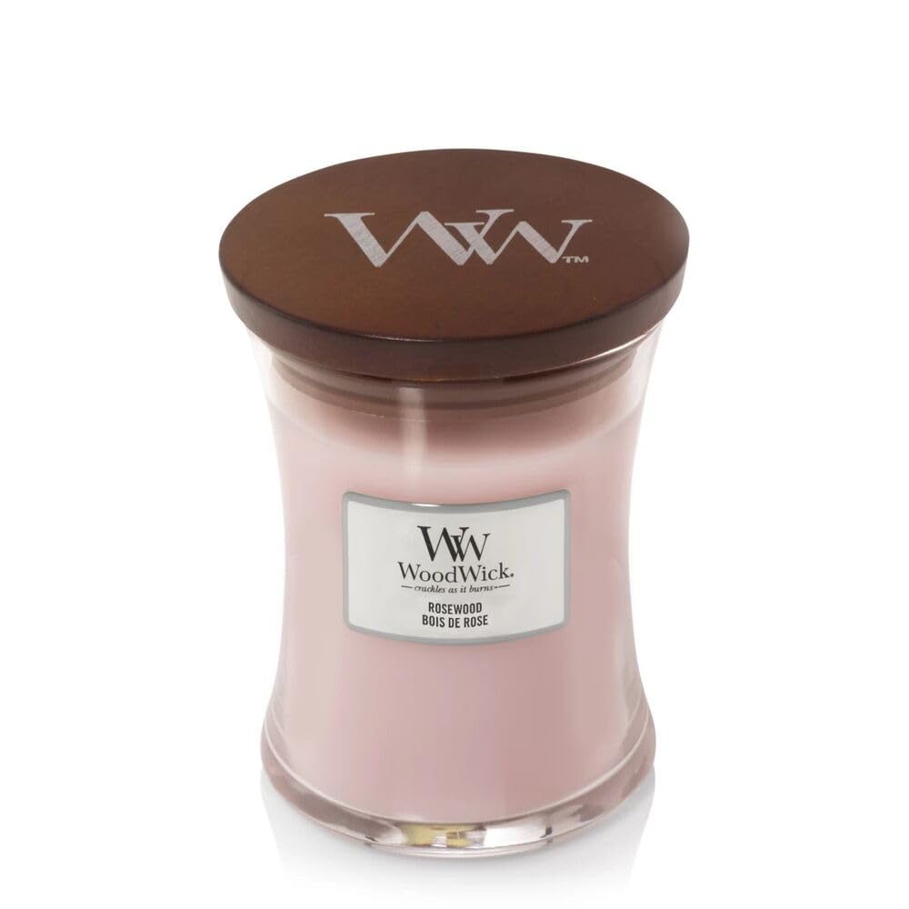 Woodwick Candle, Wood, Light Pink, M