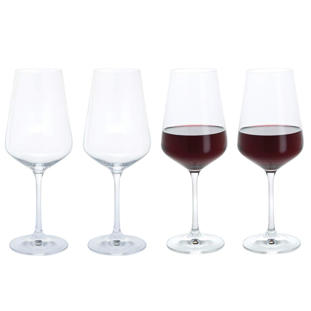 Dartington Crystal Cheers! Red Wine Glass, Set of 4 | Modern Red Wine Glasses | 237mm | 450ml | Dishwasher Safe | Classy and Elegant Glassware | Perfect for Entertaining | Gift for Family or Friends