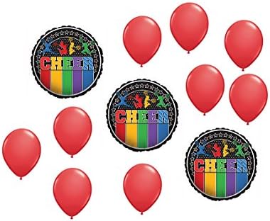 12pc BALLOON set CHEER cheerleading RED team RALLY competition PARADE spirit CLUB vhtf
