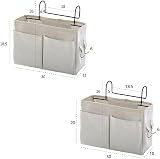 Koksi Bedside Storage Caddy Hanging Organizer Grey Fabric 30 x 20 x 11 cm view 2
