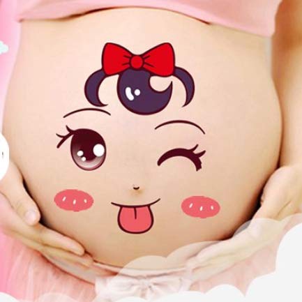 ALINILA 12 Sheets Face Pregnant Belly Bump, Belly Casting Kit Pregnancy Gifts for Pregnant Women Facial Expressions Pregnancy Baby Bump Belly Stickers Maternity Week Stickers