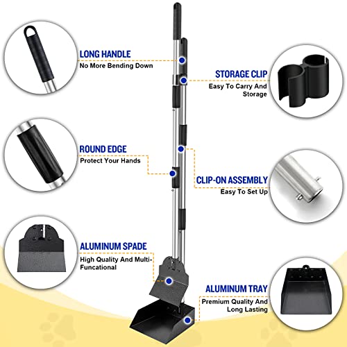 Dog Pooper Scooper,Tray and Spade Set Poop Scooper for Dogs, Adjustable