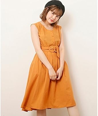 Amazon レイカズン Ray Cassin ベルト付きミディフレアワンピース 18オレンジ Free ワンピース チュニック 通販