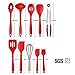 Silicone Kitchen Utensils Set: Heat-Resistant Silicone Cooking Tools for Non-Stick Cookware（Red Holder))