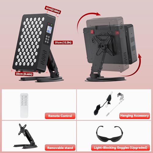 STASUN Dual-Chip Red Light Therapy,70 LEDs Infrared Lamp Panel,350W 660 & 850nm Near Infrared Device with Remote Control for Face, Body,Skin,Sleep