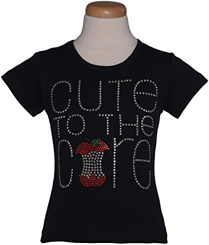 1286 Kids Little Girls Black Cute To The Core Cotton T-shirt 6-12M