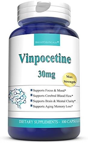Vinpocetine 30mg Triple Strength Capsules Ideal Concentration Brain Cerebral Energy Support by Boostceuticals (100)