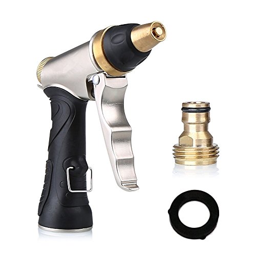Yihao Garden Hose Nozzle High Pressure Multi-functional Adjustable Spray Nozzle Brass Metal Hose Nozzle for Car Washing Garden Irrigation and Floor Cleaning