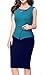 HOMEYEE Women's Elegant Chic Bodycon Formal Dress B288 (L, Turquoise + Dark Blue)