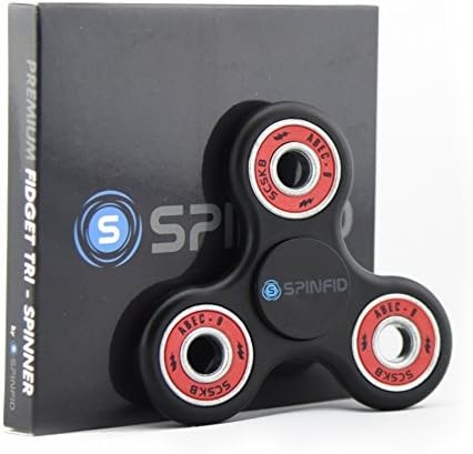 Spinfid EDC Fidget Spinner 2017 UPGRADED Tri Spinner /Drop Resistant Bearings/ Non 3D Printed/ Ultra Durable Frame, Long Spin Times(2-4 Min) PREMIUM QUALITY Guaranteed! -1 Pack/Black