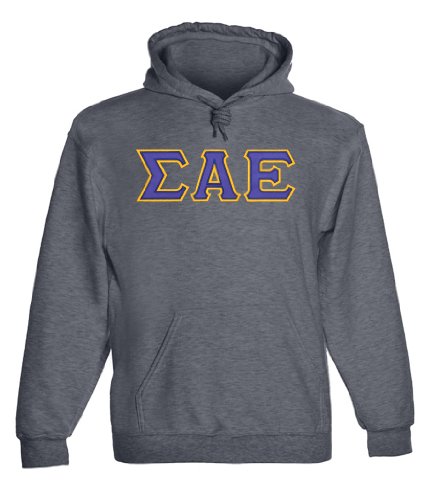 Sigma Alpha Epsilon Twill Letter Hoody Drk Hth Large