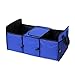 XXQQ Oxford Fabric Vehicle-mounted Containing Box, 3-Compartment Collapsible Car Trunk Organizer, Auto Storage Packing Carton With a Cooler Bag, Blue Color