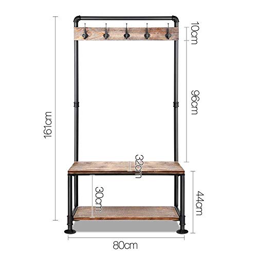 Diwhy Industrial Pipe Clothing Rack Pine Wood Shelving Shoes Rack Cloth Hanger Pipe Shelf Garment Rack with Wheel (Silver)