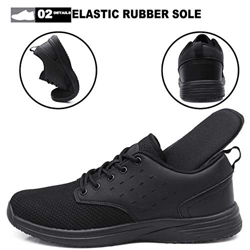 EXEBLUE Kitchen Shoes for Men Slip on Sneakers Slip Resistant Comfortable Lightweight Work Shoes Black