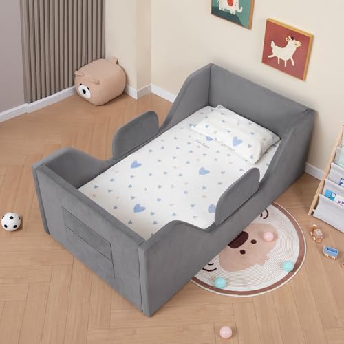 Zumspiel Toddler Floor Bed with Removable Safety Rails and Storage Bag, Kids