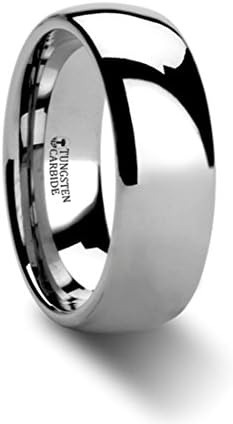 Thorsten Arlington Rounded Brushed Finish White Tungsten Ring - 7mm Wide Wedding Band with Custom Inside Engraved Personalized from Roy Rose Jewelry