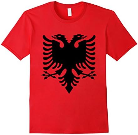 Mens Albanian Flag Double Eagle T Shirt Large Red