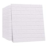 Regetek 3D Wall Panels Self-Adhesive Decorative Faux Foam Wallpaper for Interior TV Walls/Sofa Background Wall Decor DIY Peel and Stick Easy Installation (White Brick Wallpaper-10 Pack 58.13 sq.ft)