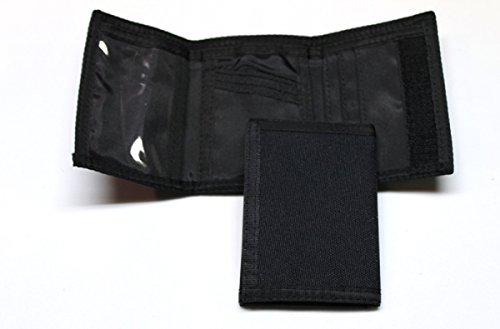 Nylon Trifold Credit Card Wallet - Black