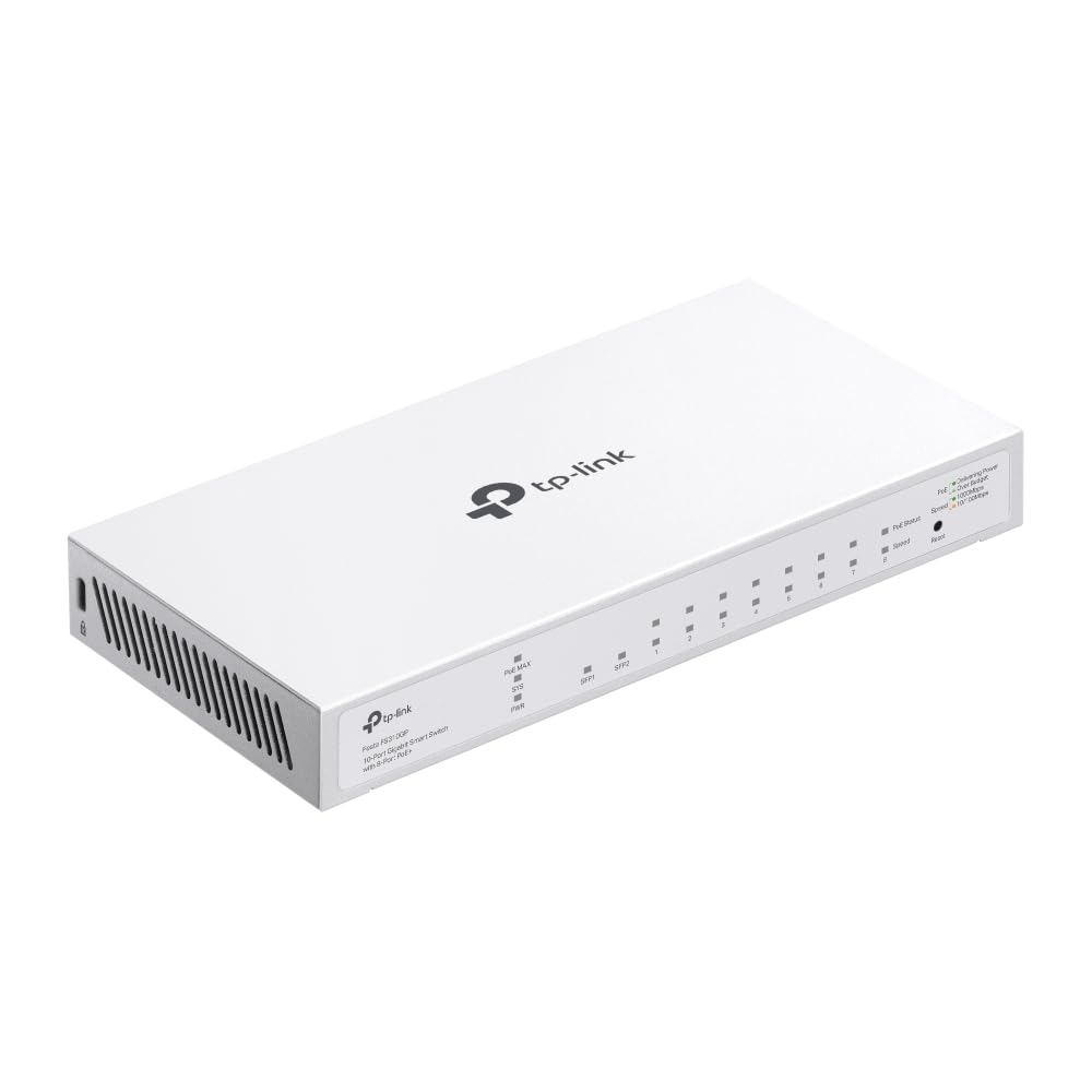 Tp-Link Festa Festa Fs310Gp 10-Port Gigabit Switch, 8 Port Gigabit 802.3Af, At Poe Plus, 2 Gigabit Sfp Slots, 61W Total Poe Budget, Up To 30W Poe Power Per Port, Cloud Management - View 7
