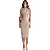 XLLAIS Sleeveless PU Sheath Dress Faux Leather Bodycon Midi Pencil Dress