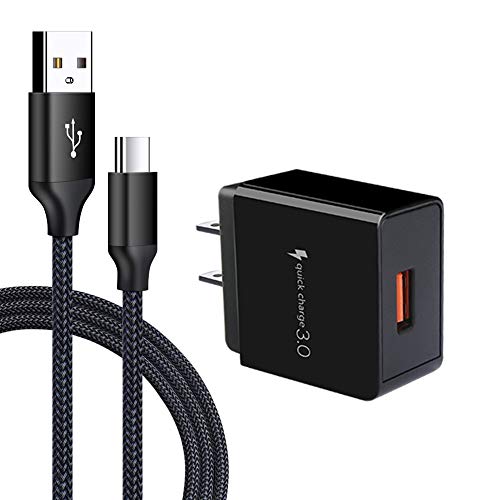 Quick Charge 3.0,USB Type-C Cable with Adaptive Fast Wall Charger Compatible for Samsung Galaxy S8 S8 Plus S9 S9 Plus,LG G6 G5 V30 V20, Google Pixel 2 Nexus 5X 6p