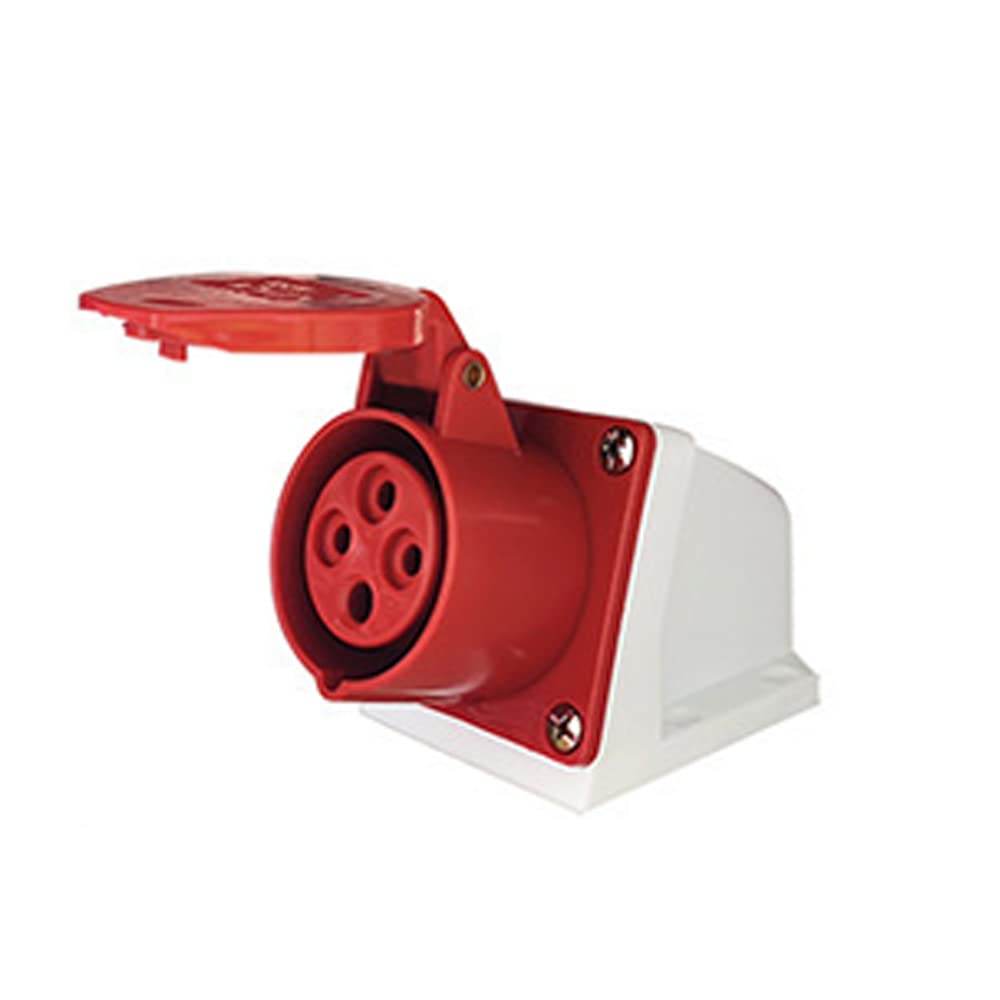ExcInter 4PIN 16A Wall mounted socket Industrial Plug Sockets 2P+E Weatherproof IP44 Camping Caravan Industrial