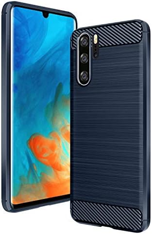 AIFIVE Huawei P30 Pro Case, Shock Absorption Cover Soft TPU Anti Scratch Carbon Fiber Case for Huawei P30 Pro (Blue)